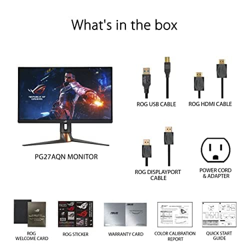 ASUS ROG Swift 360Hz 27” 1440P HDR Gaming Monitor (PG27AQN) - QHD (2560 x 1440), Fast IPS, 1ms, G-SYNC, Eye Care, HDMI, DisplayPort, USB, Ergonomic Design, VESA Wall Mountable, HDR10, DisplayHDR600 8
