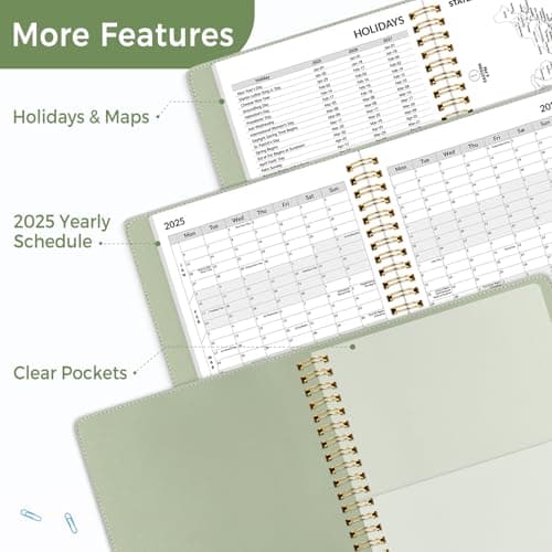 SUNEE 2025 Weekly & Monthly Planner 6.4"x8.5"- 12 Month (January 2025 - December 2025), Vegan Leather Cover, Pocket, Bookmark, Notes, Monthly Tab 7