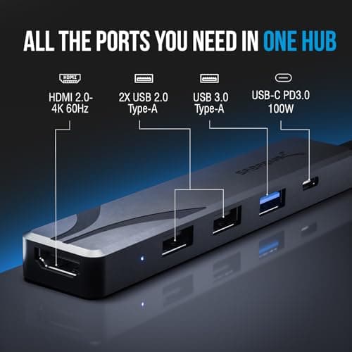 SABRENT USB C Hub, USB C to HDMI 4K@60Hz, Type C Hub Multiport Adapter, 100W Power Delivery, Compatible with MacBook, Laptop (HB-TC5P) 6
