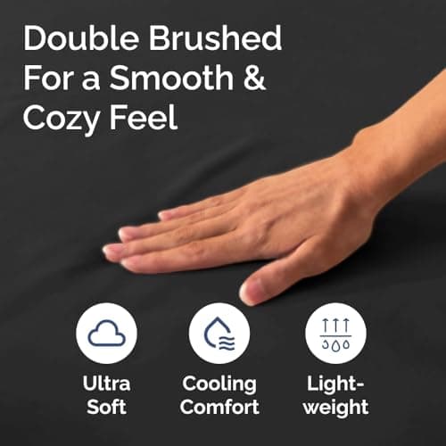 Queen Fitted Bed Sheet - Bottom Single Fitted Sheet Only - Ultra-Soft Hotel Luxury Bedding w/ 8-16 Inch Deep Pockets - Breathable, Cooling & Wrinkle Free - Easy-Care, Fade & Shrink Resistant - Black 5