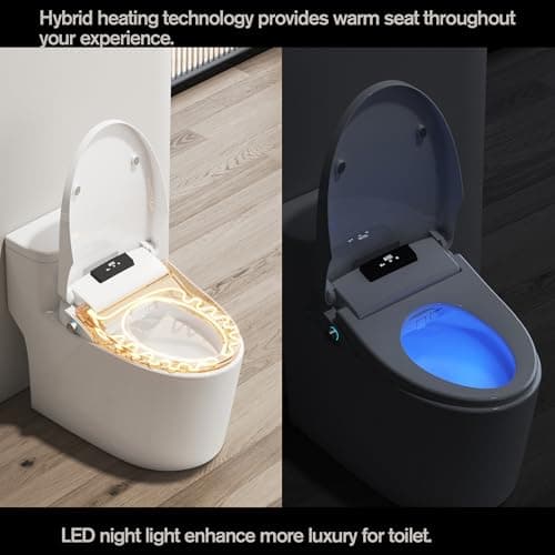 Toilet Bidet Seat, Oval Toilet Seat Bidet with Dryer and Warm Water, Electronic Heated Toilet Seat Temperature Adjustable, Front and Rear Oscillation Cleaning, Remote Control 6