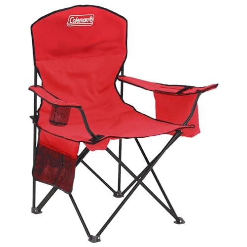 Coleman Portable Camping Chair with 4-Can Cooler, Cushioned Seat & Back with Side Pockets & Cup Holder, Carry Bag Included, Great for Camping, Tailgating, Firepits, Patio, & More