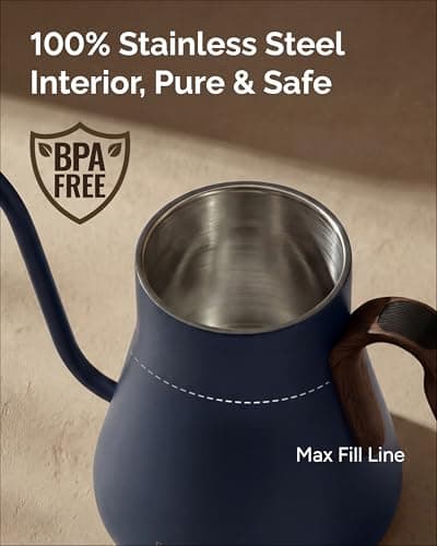 INTASTING Gooseneck Electric Kettle, ±1℉ Temperature Control, Stainless Steel Inner, Quick Heating, for Pour Over Coffee, Brew Tea, Boil Hot Water, 0.9L (Navy Blue) 6