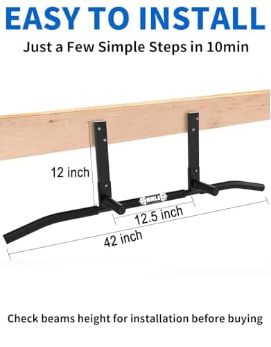 Shnlie Joist Mounted Pull Up Bar, Ceiling Mount Chin Up Bar for Home Gym, Beam, Rafter, 42" Wide Bar, Easy installation 6