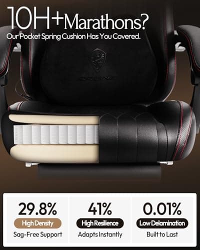 Dowinx Gaming Video Gaming Chair with Shiatsu Neck Massage and Lumbar Support for Home Office High Back Recliner Height Adjustable Ergonomic Comfy Leather Computer Desk Chair (Black) 8