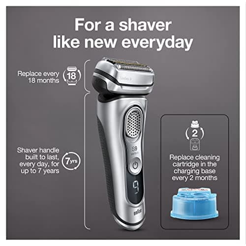 Braun Electric Razor for Men With Precision Beard Trimmer, Rechargeable, Wet & Dry Foil Shaver, Clean & Charge Station & Travel Case, Silver, 3 Piece Set 9