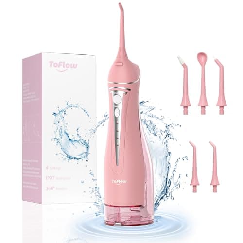 Water Flosser Teeth Pick: Rechargeable Cordless Oral Irrigator 300ML Portable Water Flosser for Braces IPX7 Waterproof Electric Waterflosser for Teeth Cleaning C101 Pink