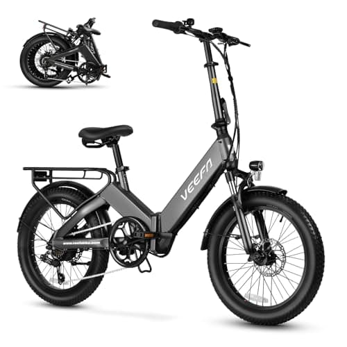 VEEFA F1 Foldable Electric Bike for Adults, Peak 750W Motor Ebike with 10.4Ah Removable Battery, Folding Ebike 40-90 Miles Range &20MPH Max Speed, 5 Pedal-Assist Levels, UL 2849 Certified, Grey