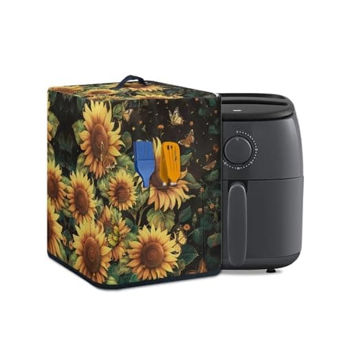 FOR U DESIGNS Air Fryer Covers for Kitchen Air Fryer Dust Cover Sunflower for Air Fryer 5-6 Quart with Handle and Pockets Easy to Clean Coffee Maker Dustproof Covers