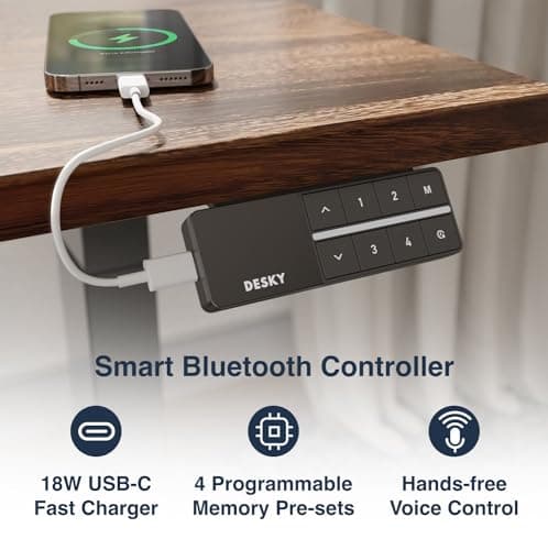 Desky Dual Hardwood Sit Stand Desk - 60x30 Adjustable Standing Desk - Ergonomic Sit & Stand Up Desk - Electric Standing Desk - Adjustable Height Sit Stand Desk - Walnut Real Wood Desk 5