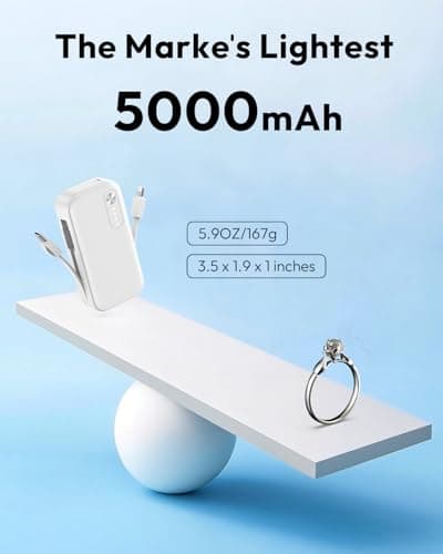 A ADDTOP 2-Pack Mini-Portable-Charger-with-Built in-Cables - 5000mAh Small Power Bank PD QC Fast Charging USB-C External Battery Pack for iPhone 16/15/14/Android 2