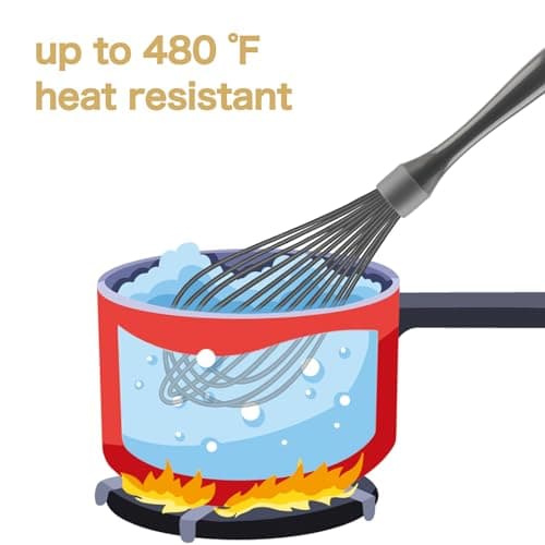 OYV Dishwasher Safe Whisk, Professional Whisks for Cooking Non-Scratch, Stainless Steel & Silicone Wisk, Plastic Rubber Whisk Tool for Nonstick Cookware Pans, Heat Resistant,12-Inch, Grey 9