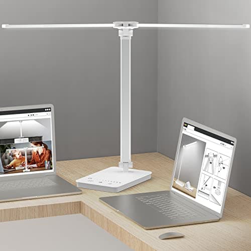 Mefine Bright LED Desk Lamp for Home Office - Dual Swing Arm Eye-Caring Architect Task Lamp, Adjustable Foldable Table Lamp, Dimmable Touch Control Desktop Lamp 5 Lighting Modes for Work/Study