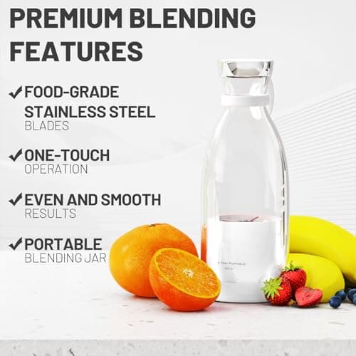 OTPEIR Portable Blender for Shakes and Smoothies with 11.83 Oz Travel Cup and Lid,Durable Stainless Steel Blades for Juice Blending Performance, White 5