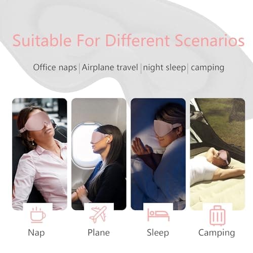 Sleep Mask 3D Eye Mask for Sleeping 100% Light Blocking Eye Covers with Adjustable Strap Night Blindfold for Women Memory Foam Pink 6