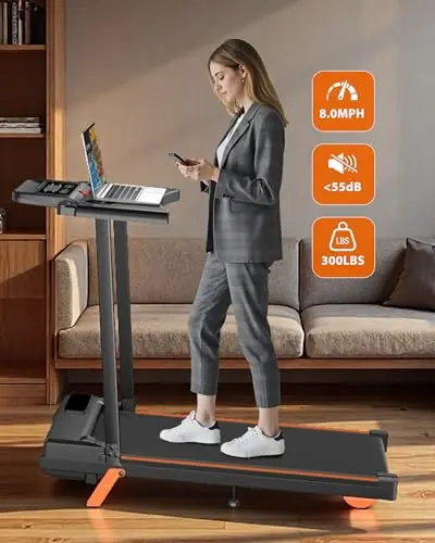 12% Incline Walking Pad Treadmill with Handle Bar, Portable Treadmill for Home with Desk and Console, Compact Walking Pads for Small Spaces (Desk with 12% Incline) 6