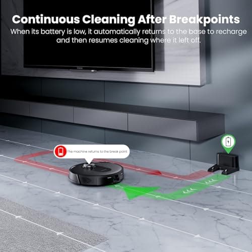 Proscenic Q8 Robot Vacuum Cleaner with Mop, Ultra Strong 6000Pa Robotic Vacuum with Lidar Navigation, 5 Real-Time Mapping, WiFi/Alexa/APP Remote Control Robot Hoover for Floor Carpet Pet Hair 8