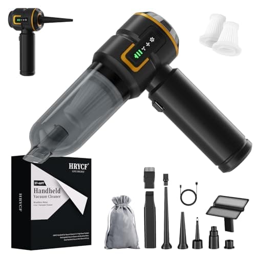 HRYCF Car Vacuum with LED Digital Display,20000PA Advanced Clean Cordless Handheld Vacuum, 4-in-1 High Power Portable Rechargeable Vacuum Cleaner with Brushless Motor