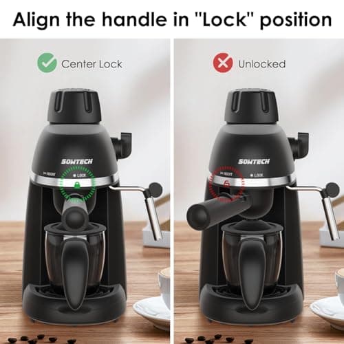 SOWTECH Coffee Machine, 3.5 Bar Espresso Cappuccino Machine with Milk Frother, 1-4 Cup Portable Coffee Maker for Latte, Cappuccino, 800W, Black 8