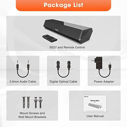 Bestisan Sound Bars for TV, 16'/50W Small Soundbar for TV, Sound Bar with Depths Sound Enhanced/DSP/Bass+/3EQ, Surround Sound Speakers for TV Works with HDMI ARC/CEC,Optical/BT/PC … 7