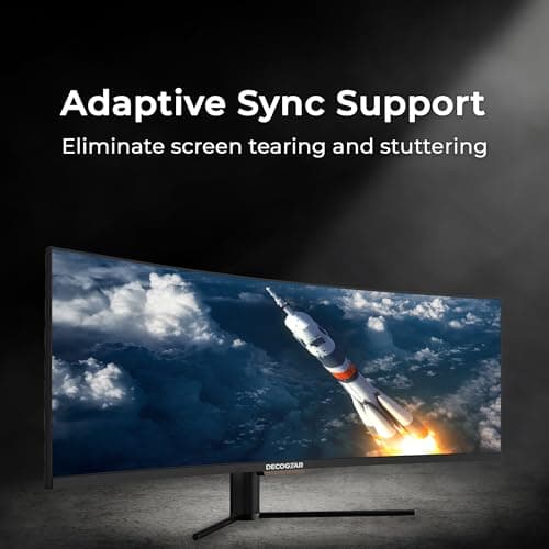 Deco Gear Curved 49” Super Ultrawide Gaming Monitor, 32:9 WDFHD 3840×1080, 144Hz, 3ms, 3000:1 VA, HDR400, Adaptive Sync, USB-C 65W, HDMI/DP, PBP/PIP, KVM, 1800R, American Seller 5