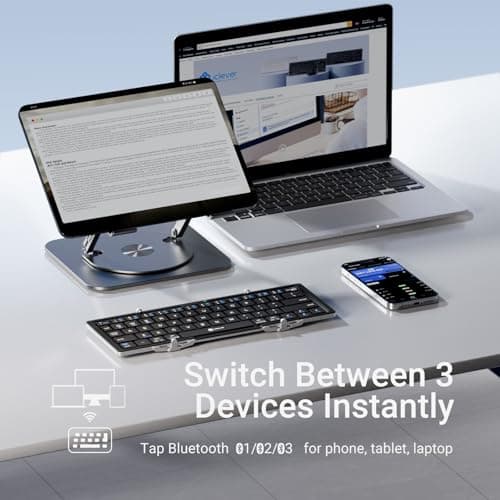 iClever Foldable Bluetooth Keyboard, Ultra-Slim Metal Keyboard with USB-C Charging, Tri-Folding Design for Laptop, iPad, iPhone, Tablet - Sync 3 Devices, Portable & Space-Saving 6