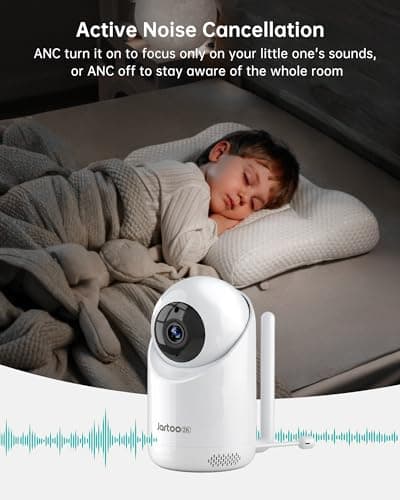Jartoo 2K 5.5" Video Baby Monitor with Camera and Audio,AI Cry Detect 1860ft Long Range Baby Monitor No WiFi Baby Camera Wireless,Clear Night Vision,ANC, 2-Way Talk,White Noise,6000mAh [2025 New] 5