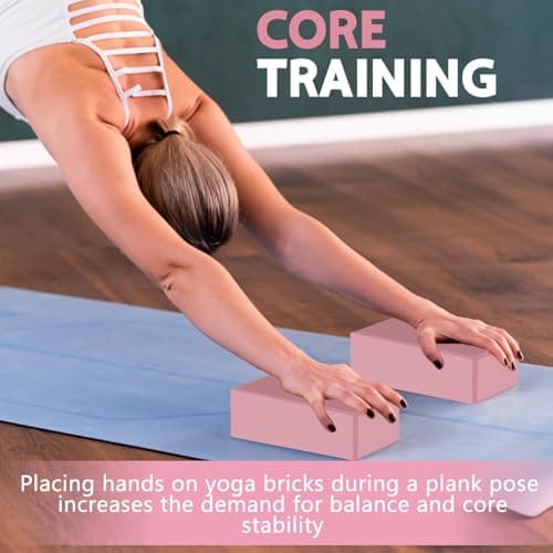 MBHKRRS 9"x6"x3" Yoga Blocks, Soft Non-Slip Surface Premium Foam Blocks, Supportive, Lightweight, Odor Resistant, Yoga Accessories for Pilates Meditation General Fitness Stretching Toning (pink-1 Pack) 6