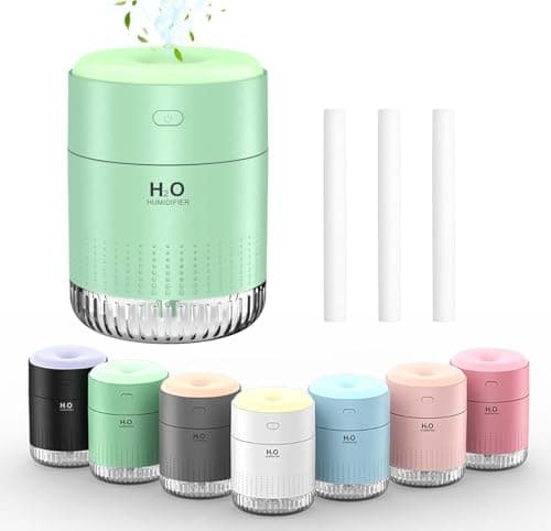 SZO Portable Mini Humidifier, 500ML USB Personal Cool Mist Humidifiers for Bedroom Office Travel Desk, Whisper Quiet 20dB with 2 Mist Modes & Auto Shut-Off, Small Desktop Humidifier(Green)