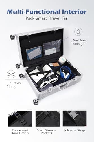 HotWay Carry On Luggage with Aluminum Frame, 20 Inch PC Hard Shell Suitcase with Spinner Wheels and TSA Locks, Lightweight Luggage for Business Travel (22x14x9 Airline Approved) 5