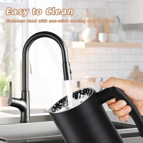 Electric Milk Frother, 4 in 1 Milk Steamer with Two Frothing Whisks, Saicefe 11.8oz/350ml Automatic Warm and Cold Foam Maker for Coffee, Latte, Cappuccino, Macchiato, Hot Chocolate (Black) 7