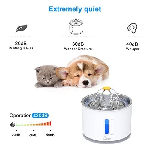 Wonder Creature Cat Water Fountain with Stainless Steel Lid, 2.4L/81oz Automatic Cat Fountain with LED Light and Water Level Window for Cats and Dogs 6