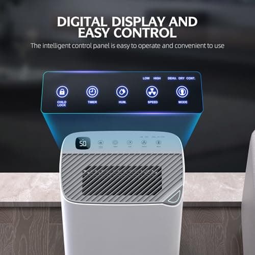 BBianLyy 2500 Sq.Ft Smart Compressor Dehumidifiers for Home, Basement Bedroom,Bathroom, 34 Pints Energy Star, Auto or Manual Drainage, with Drain Hose,Continuous Drainage, Auto Defrost, 24H Timer 6