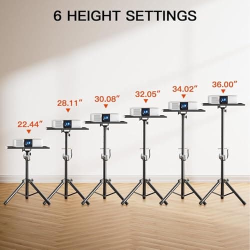 AMADA Projector Stand, Laptop Stand with Adjustable Height 22 to 36 inch, Heavy Duty Projector Mount as DJ Racks, Portable Projector Tripod Stand, Tall Floor Stand for Office, Home, Stage or Studio 6