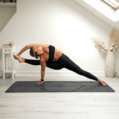 Liforme Original Yoga Mat – Free Yoga Bag Included - Patented Alignment System, Warrior-like Grip, Non-slip, Eco-friendly, sweat-resistant, 4.2mm thick mat for comfort - Grey 9