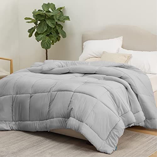 Bedsure Comforter Duvet Insert - Quilted Comforters Twin Size, All Season Duvet, GentleSoft Down Alternative Bedding, with 8 Tabs, Gifts for Women/Men, Light Grey, Twin 88 x 68 Inches 8