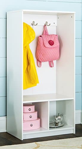 ClosetMaid KidSpace Wood Storage Locker, 2 Cubby Cube Compartments, Open Storage, 3 Hooks, for Coats, Backpacks, Jackets, White Finish 2