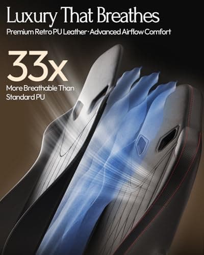 Dowinx Gaming Video Gaming Chair with Shiatsu Neck Massage and Lumbar Support for Home Office High Back Recliner Height Adjustable Ergonomic Comfy Leather Computer Desk Chair (Black) 6