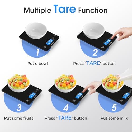 KOIOS Food Scale, 33lb/15kg Digital Kitchen Scale Weight in Grams and Ounces for Cooking Baking, 1g/0.1oz Precise Graduation, Batteries and Type-C Charging, Tare Function, LCD Display, Black 8