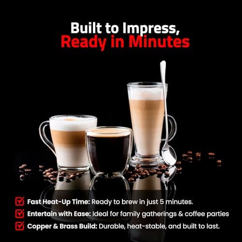 La Pavoni Professional 16-Cup Lever Espresso Machine - Copper and Brass Espresso Maker with Bottomless Portafilter - 38oz Boiler with Pressure Gauge - Manual Lever Operation - Made in Italy 6