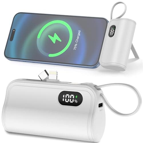 WIXLI Mini Power Bank Portable Charger with Portable Connector, USB-C Compact Battery Pack Travel Portable Phone Charger Compatible with iPhone 16/16 Pro Max/15/14/13/12/11/XR Android Phones etc
