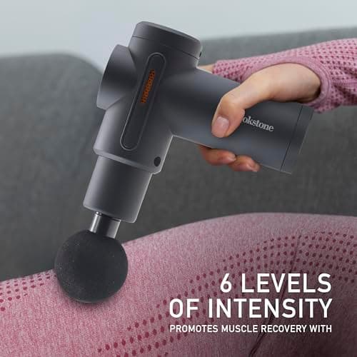 Brookstone - Percussion Massager, Cordless Handheld, Deep Tissue Muscle Relief, Portable, Rechargeable, Multiple Speeds (Grey) 6