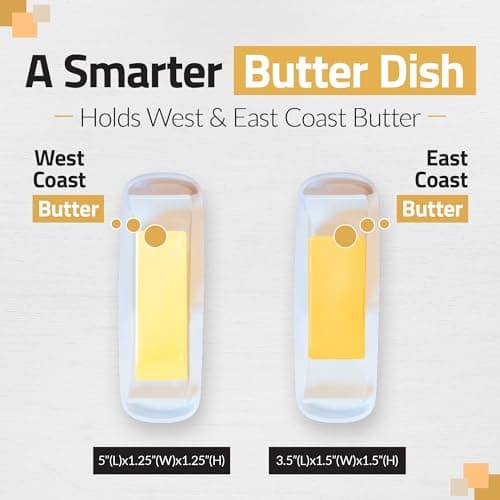 Butter Hub Plastic Butter Dish with Lid and Knife for Countertop - Covered Dish Keeper with Magnetic Knife Holder, Easy Scoop, No Mess Lid Container, Dishwasher Safe, BPA-Free - Clear, US Regular 5
