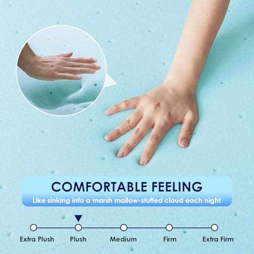PayLessHere 2 Inch Gel Memory Foam Mattress Topper/Gel Infused Mattress Topper/CertiPUR-US Certified/Easy to Clean, (Twin) 6