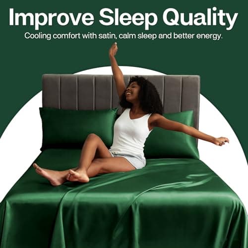 MR&HM Satin Pillowcase for Hair and Skin, Silk Satin Pillowcase 2 Pack, Queen Size Pillow Cases Set of 2, Silky Pillow Cover with Envelope Closure (20x30, Dark Green) 5