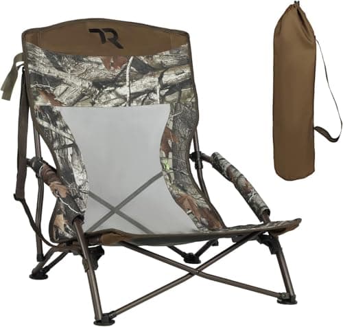 TR Low Camping Chair,Turkey Chairs for Hunting Lightweight Heavy Duty,Low Chair with Carry Bag for Outdoor Camping Travel Hunting (Camo 1)