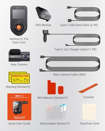 Vantrue S1 Pro AI Dash Cam Front and Rear, Dual 1440P Dash Camera w/2.7K, STARVIS 2, HDR Night Vision, 5G WiFi, 60FPS, GPS, Voice Control,24/7 Parking Mode, Support 1TB Max 8