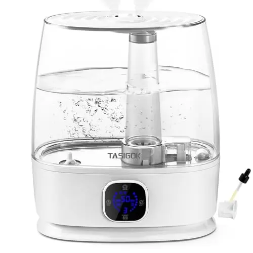 TASIGOK Humidifiers for Bedroom Home, 6L Cool and Warm Mist Air Humidifier for Large Room Baby Nursery, 50H Easy Clean and Top Fill, Quiet with Ultrasonic, Essential Oils, Auto Mode, for House, Plants