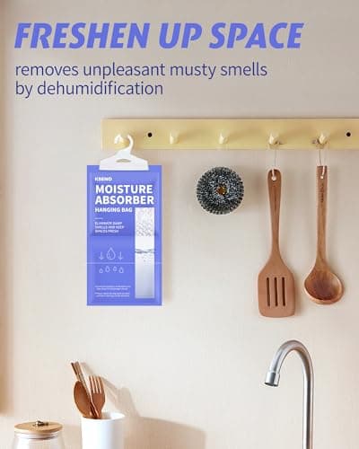 Ksend Moisture Absorbers 10 Pack, 9.8 Oz Compact Dehumidifier Bags & Packs, Moisture Hanging Bag, Humidity Absorbers, Closet Deodorizer Against Musty Odors, 11.8'' x 6.3'' 7