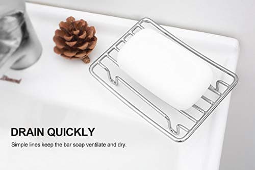 GUUKAR Bar Soap Dish Holder for Shower Bathroom Stainless Steel Rust Proof Self Draining with White Soap Saver Pad 7